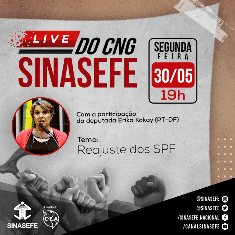 Acompanhe live sobre reajuste salarial dos SPF na próxima segunda-feira, dia 30