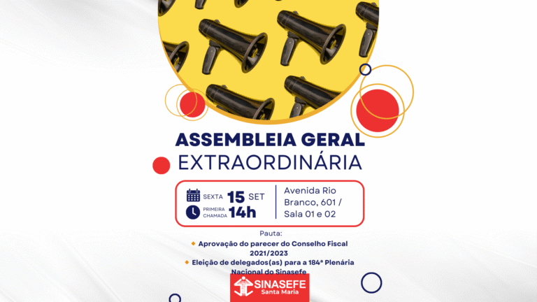 Sinasefe tem assembleia nesta sexta, 15