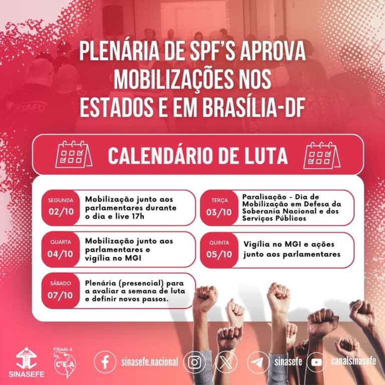 Plenária do funcionalismo aprova semana de mobilização em defesa do reajuste e dos serviços públicos