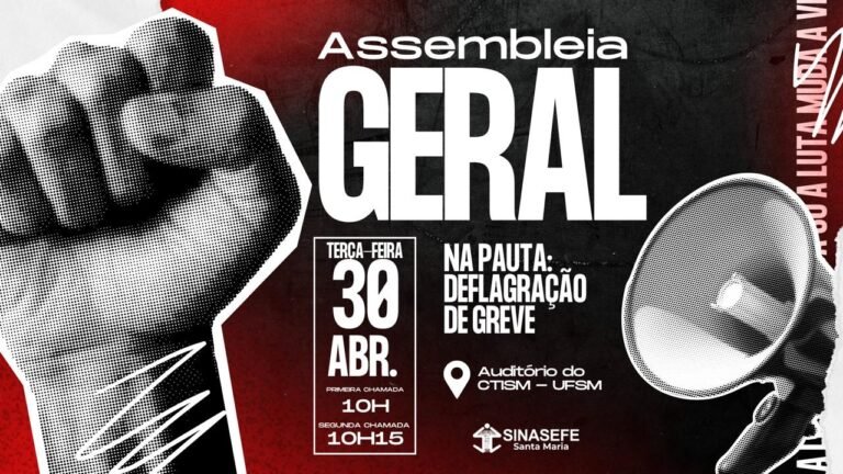 Sinasefe SM: assembleia avalia deflagração de greve