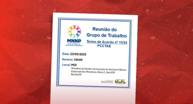 MGI agenda reunião do GT PCCTAE sexta, 23 de maio